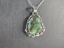 Load image into Gallery viewer, Womens Vintage Estate Sterling Silver Turquoise Pendant Necklace 18.9g E5826