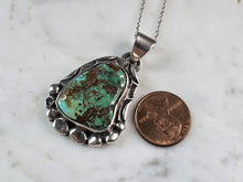 Load image into Gallery viewer, Womens Vintage Estate Sterling Silver Turquoise Pendant Necklace 18.9g E5826