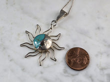 Load image into Gallery viewer, Womens Vintage Estate Sterling Silver Turquoise Sun Pendant Necklace 5.4g E5830
