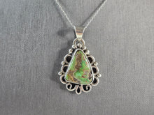 Load image into Gallery viewer, Womens Vintage Estate Sterling Silver Turquoise Pendant Necklace 17.0g E5831