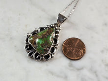 Load image into Gallery viewer, Womens Vintage Estate Sterling Silver Turquoise Pendant Necklace 17.0g E5831