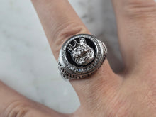 Load image into Gallery viewer, Mens Sterling Silver Lions Head Ring 12.2g E5834