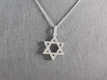 Load image into Gallery viewer, Sterling Silver Jewish Judaica Star of David CZ Pendant Necklace, 4.2g E5840