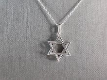 Load image into Gallery viewer, Sterling Silver Jewish Judaica Star of David CZ Pendant Necklace, 4.2g E5840