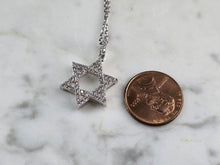 Load image into Gallery viewer, Sterling Silver Jewish Judaica Star of David CZ Pendant Necklace, 4.2g E5840