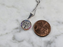 Load image into Gallery viewer, Womens Sterling Silver Multi Stone Tree Of Life Pendant Necklace 3.0g E5841