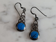 Load image into Gallery viewer, Womens Vintage Estate Sterling Silver Turquoise Dangle Earrings 4.0g E5846