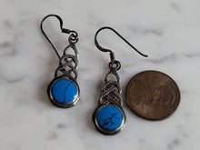 Load image into Gallery viewer, Womens Vintage Estate Sterling Silver Turquoise Dangle Earrings 4.0g E5846