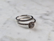 Load image into Gallery viewer, Womens Vintage Estate 10K White Gold Diamond Ring Set, 2.8g E5857