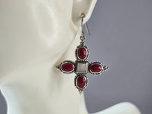 Load image into Gallery viewer, Womens Estate Sterling Silver Southwestern Coral Earrings 6.8g E5873