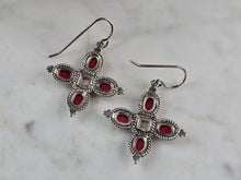 Load image into Gallery viewer, Womens Estate Sterling Silver Southwestern Coral Earrings 6.8g E5873