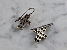 Load image into Gallery viewer, Womens Estate Sterling Silver Southwestern Turquoise Cross Earrings 6.0g E5878
