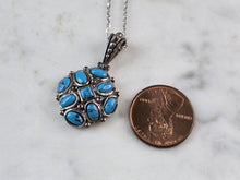 Load image into Gallery viewer, Womens Vintage Estate Sterling Silver Turquoise Pendant &amp; Necklace 5.5g E5881