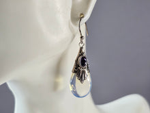 Load image into Gallery viewer, Womens Estate Sterling Silver Modernist Moonstone Glass Earrings 8.3g E5890