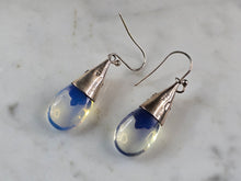 Load image into Gallery viewer, Womens Estate Sterling Silver Modernist Moonstone Glass Earrings 8.3g E5890