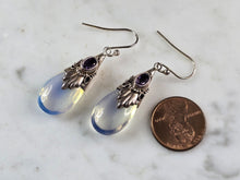 Load image into Gallery viewer, Womens Estate Sterling Silver Modernist Moonstone Glass Earrings 8.3g E5890