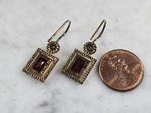 Load image into Gallery viewer, Womens Estate Sterling Silver Modernist Gold Tone Garnet Earrings 3.9g E5894