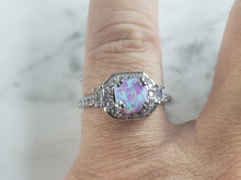 Load image into Gallery viewer, Womens Vintage Estate Sterling Silver Pink Opal Stone Ring 3.5g E5920