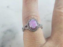 Load image into Gallery viewer, Womens Sterling Silver Pink Opal Stone Ring 2.7g E5926