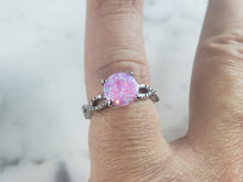 Load image into Gallery viewer, Womens Vintage Estate Sterling Silver Pink Opal Stone Ring 2.4g E5939