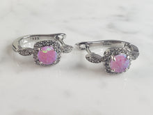 Load image into Gallery viewer, Womens Vintage Estate Sterling Silver Pink Opal Stone Earrings 4.4g E5940