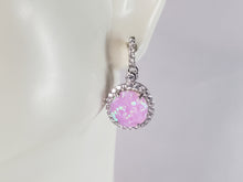Load image into Gallery viewer, Womens Estate Sterling Silver Pink Opal Earrings 3.6g E5941