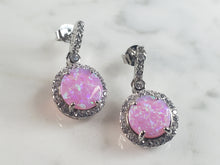 Load image into Gallery viewer, Womens Estate Sterling Silver Pink Opal Earrings 3.6g E5941