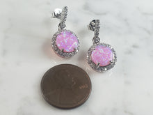 Load image into Gallery viewer, Womens Estate Sterling Silver Pink Opal Earrings 3.6g E5941