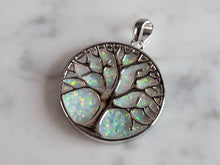 Load image into Gallery viewer, Womens Sterling Silver Opal Tree of Life Pendant 6.2g E6003