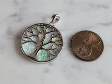 Load image into Gallery viewer, Womens Sterling Silver Opal Tree of Life Pendant 6.2g E6003