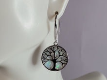 Load image into Gallery viewer, Womens Sterling Silver Opal Tree of Life Earrings 6.9g E6004
