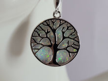 Load image into Gallery viewer, Womens Sterling Silver Opal Tree of Life Earrings 6.9g E6004