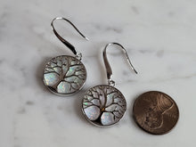 Load image into Gallery viewer, Womens Sterling Silver Opal Tree of Life Earrings 6.9g E6004