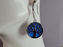 Load image into Gallery viewer, Womens Sterling Silver Blue Opal Tree of Life Earrings 6.9g E6007