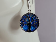 Load image into Gallery viewer, Womens Sterling Silver Blue Opal Tree of Life Earrings 6.9g E6007