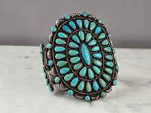 Load image into Gallery viewer, Womens Sterling Silver Southwestern Navajo Turquoise Cuff Bracelet 96.4g E600