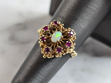 Load image into Gallery viewer, Womens Vintage Estate 10K Yellow Gold Opal Amethyst Heart Ring 3.7g E6017