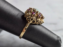 Load image into Gallery viewer, Womens Vintage Estate 10K Yellow Gold Opal Amethyst Heart Ring 3.7g E6017