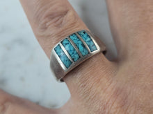 Load image into Gallery viewer, Mens Vintage Estate Southwestern Sterling Silver Turquoise Ring 10.6g E606