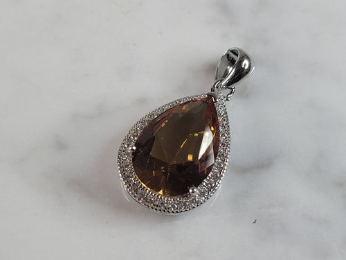 Womens  Estate Sterling Silver Citrine Pendant 3.5g E6097