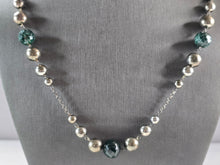Load image into Gallery viewer, Womens Vintage Sterling Silver Natural Emerald Beaded Necklace 52.5g E6100