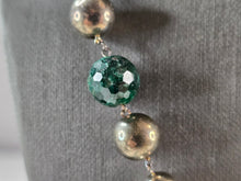 Load image into Gallery viewer, Womens Vintage Sterling Silver Natural Emerald Beaded Necklace 52.5g E6100