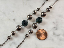 Load image into Gallery viewer, Womens Vintage Sterling Silver Natural Emerald Beaded Necklace 52.5g E6100