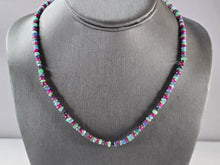 Load image into Gallery viewer, Women Vintage Sterling Silver Natural Emerald Ruby Sapphire Necklace 16.4g E6103