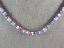 Load image into Gallery viewer, Women Vintage Sterling Silver Natural Emerald Ruby Sapphire Necklace 16.4g E6103