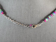 Load image into Gallery viewer, Women Vintage Sterling Silver Natural Emerald Ruby Sapphire Necklace 16.4g E6103