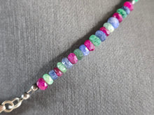 Load image into Gallery viewer, Women Vintage Sterling Silver Natural Emerald Ruby Sapphire Necklace 16.4g E6103
