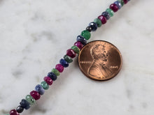 Load image into Gallery viewer, Women Vintage Sterling Silver Natural Emerald Ruby Sapphire Necklace 16.4g E6103