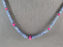Load image into Gallery viewer, Womens Vintage Estate Sterling Silver Natural Ruby Sapphire Necklace 14.0g E6104