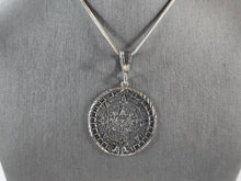 Load image into Gallery viewer, Vintage Sterling Silver Mayan Aztec Calendar Pendant Necklace 16.5g #E6105